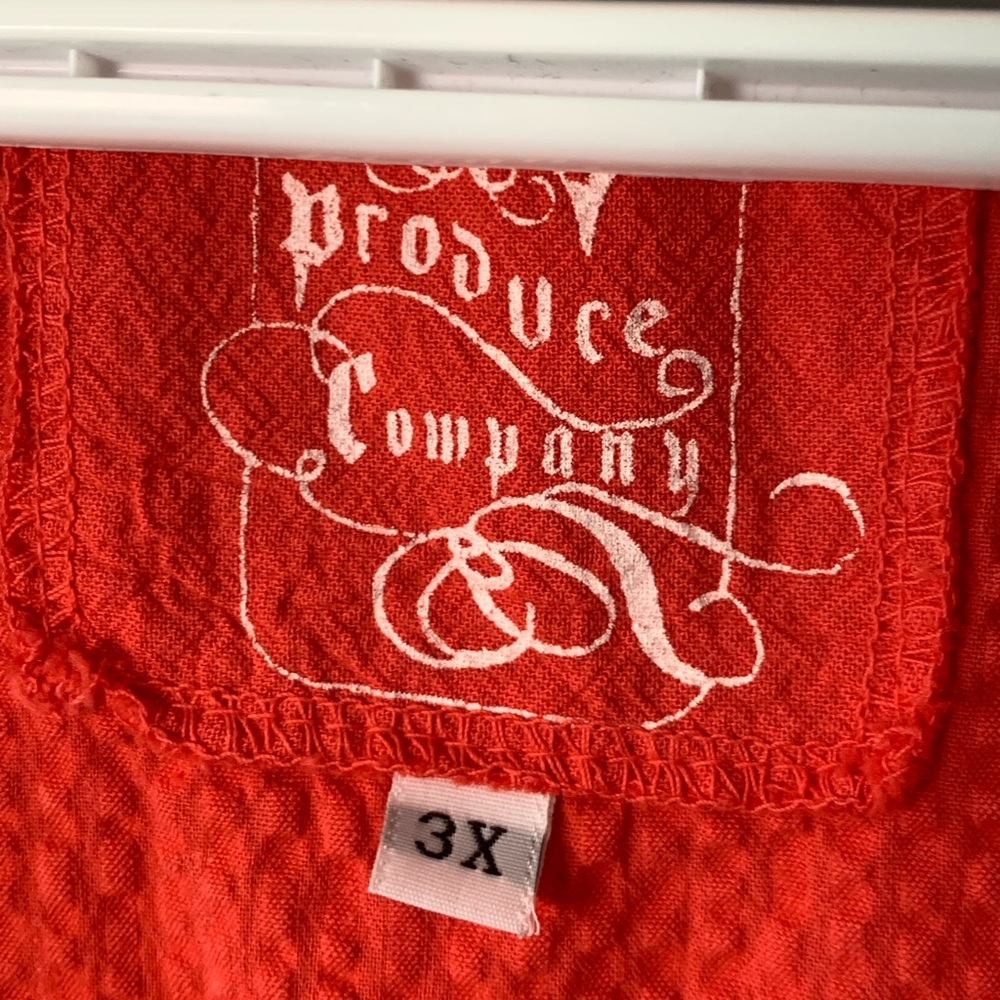 Produce Company Coral Gauze Split Neck Breezy Summer Blouse Size 3X - Picture 3 of 3